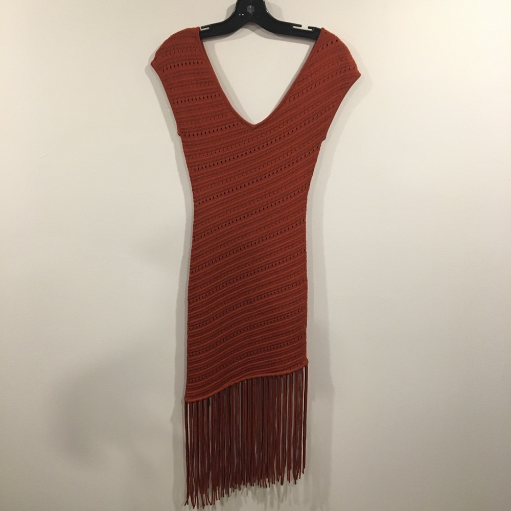 RONNY KOBO Sexy Peep-Whole Mini Dress W/ Fringes